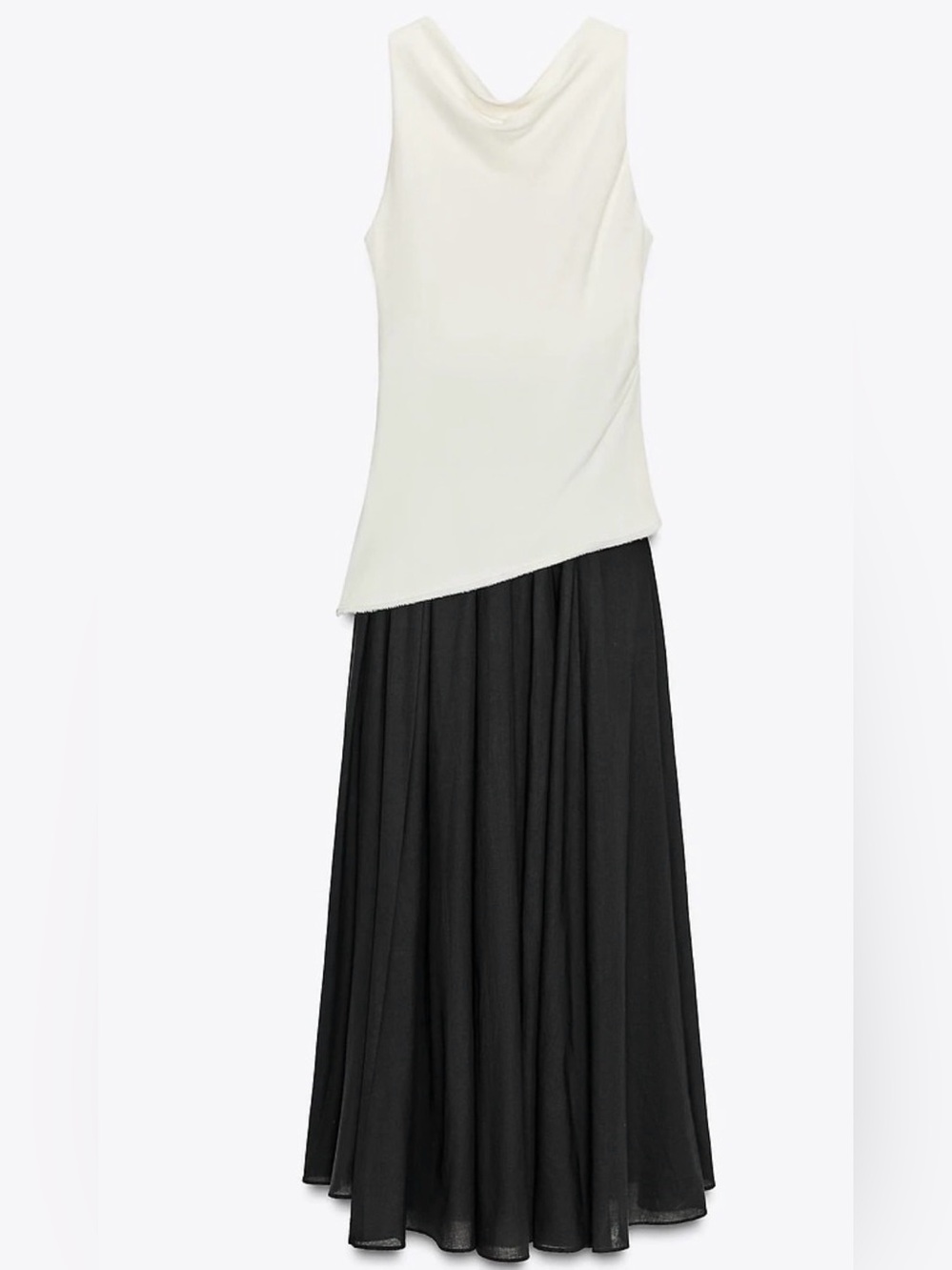 Zara NWT ZW Collection Flowy Drop Waist Combination Halter Knot Midi Maxi Dress - Picture 8 of 9